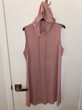Sleeveless Hooded Knit Dress - Dusty Rose